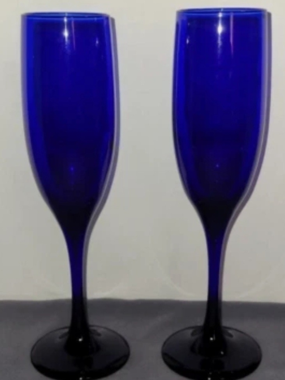 Elegant Vintage Libbey  Cobalt Blue Champagne Flutes - Set of 2